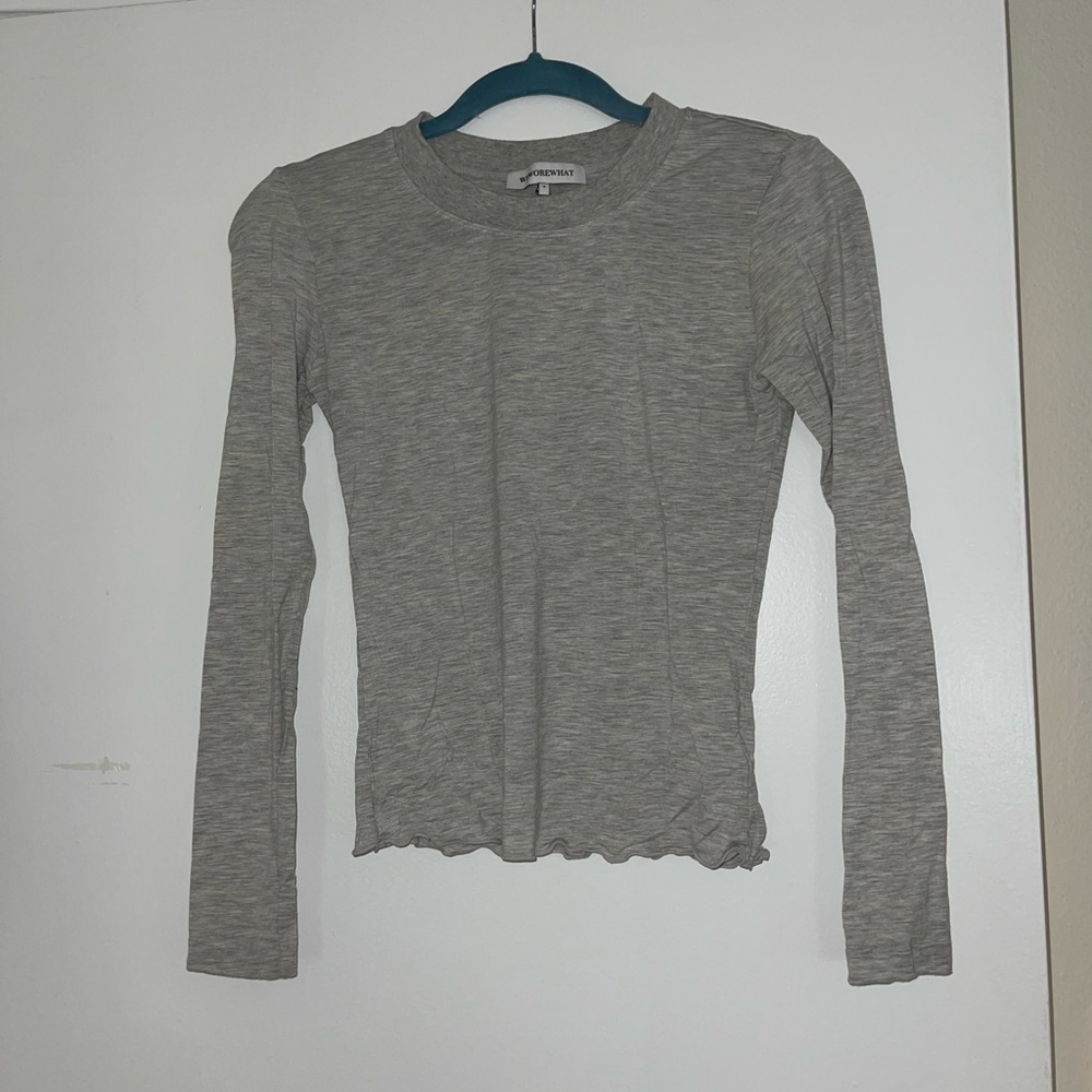 WeWoreWhat scalloped crewneck lettuce hem long sleeve